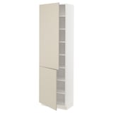 SEKTION High cabinet with shelves/2 doors, white/Havstorp beige, 24x15x80 "