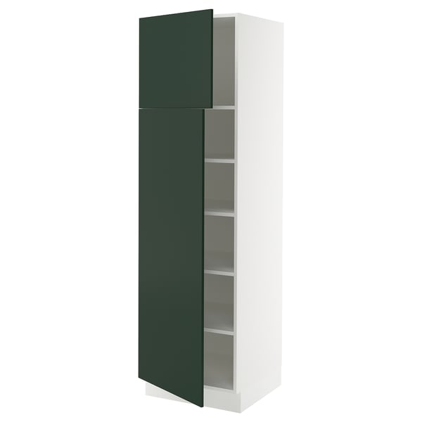 SEKTION High cabinet with shelves/2 doors, white/Havstorp deep green, 24x24x80 "