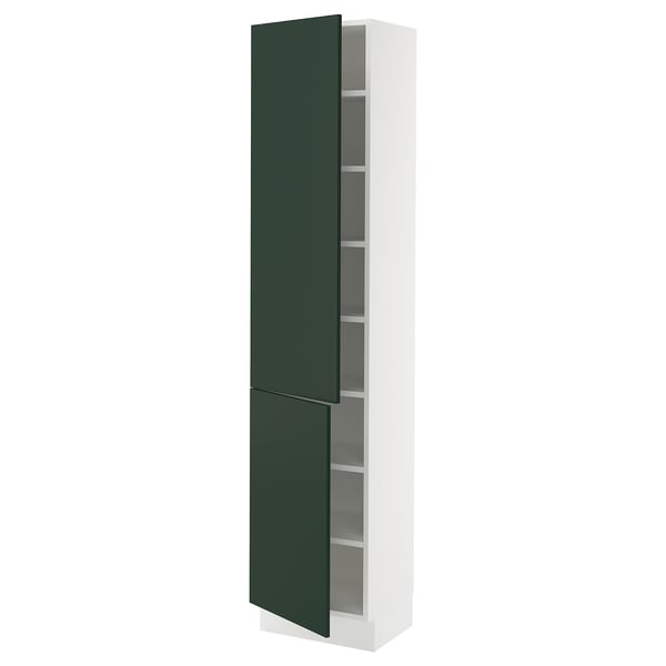 SEKTION High cabinet with shelves/2 doors, white/Havstorp deep green, 18x15x80 "