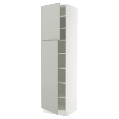 SEKTION High cabinet with shelves/2 doors, white/Havstorp light gray, 24x24x90 "