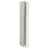SEKTION High cabinet with shelves/2 doors, white/Havstorp light gray, 15x15x90 "