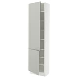 SEKTION High cabinet with shelves/2 doors, white/Havstorp light gray, 24x15x90 "