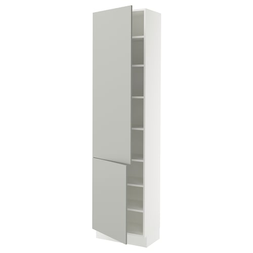 SEKTION kitchen cabinet, light grey, rectangular, with adjustable shelves.