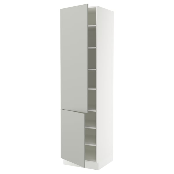 SEKTION High cabinet with shelves/2 doors, white/Havstorp light gray, 24x24x90 "