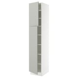 SEKTION High cabinet with shelves/2 doors, white/Havstorp light gray, 18x24x90 "