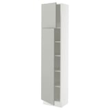 SEKTION High cabinet with shelves/2 doors, white/Havstorp light gray, 18x15x80 "