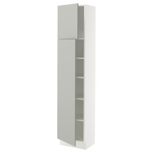 Ikea SEKTION light grey kitchen cabinet with adjustable shelves.