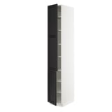 SEKTION High cabinet with shelves/2 doors, white/Lerhyttan black stained, 15x24x90 "