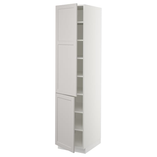 SEKTION light grey kitchen cabinet classic design with bevelled edges and adjustable shelves.