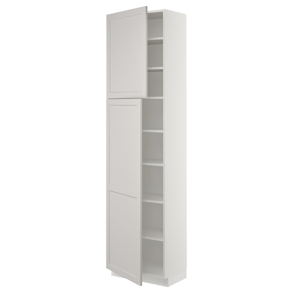 SEKTION High cabinet with shelves/2 doors, white/Lerhyttan light gray, 24x15x90 "