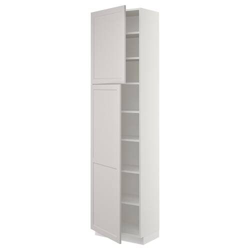 SEKTION tall white cabinet with two doors and adjustable shelves.