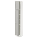 SEKTION High cabinet with shelves/2 doors, white/Lerhyttan light gray, 15x15x80 "