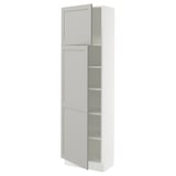 SEKTION High cabinet with shelves/2 doors, white/Lerhyttan light gray, 24x15x80 "
