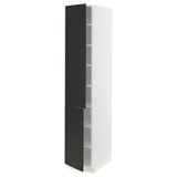 SEKTION High cabinet with shelves/2 doors, white/Nickebo matte anthracite, 15x24x80 "