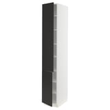 SEKTION High cabinet with shelves/2 doors, white/Nickebo matte anthracite, 15x24x90 "