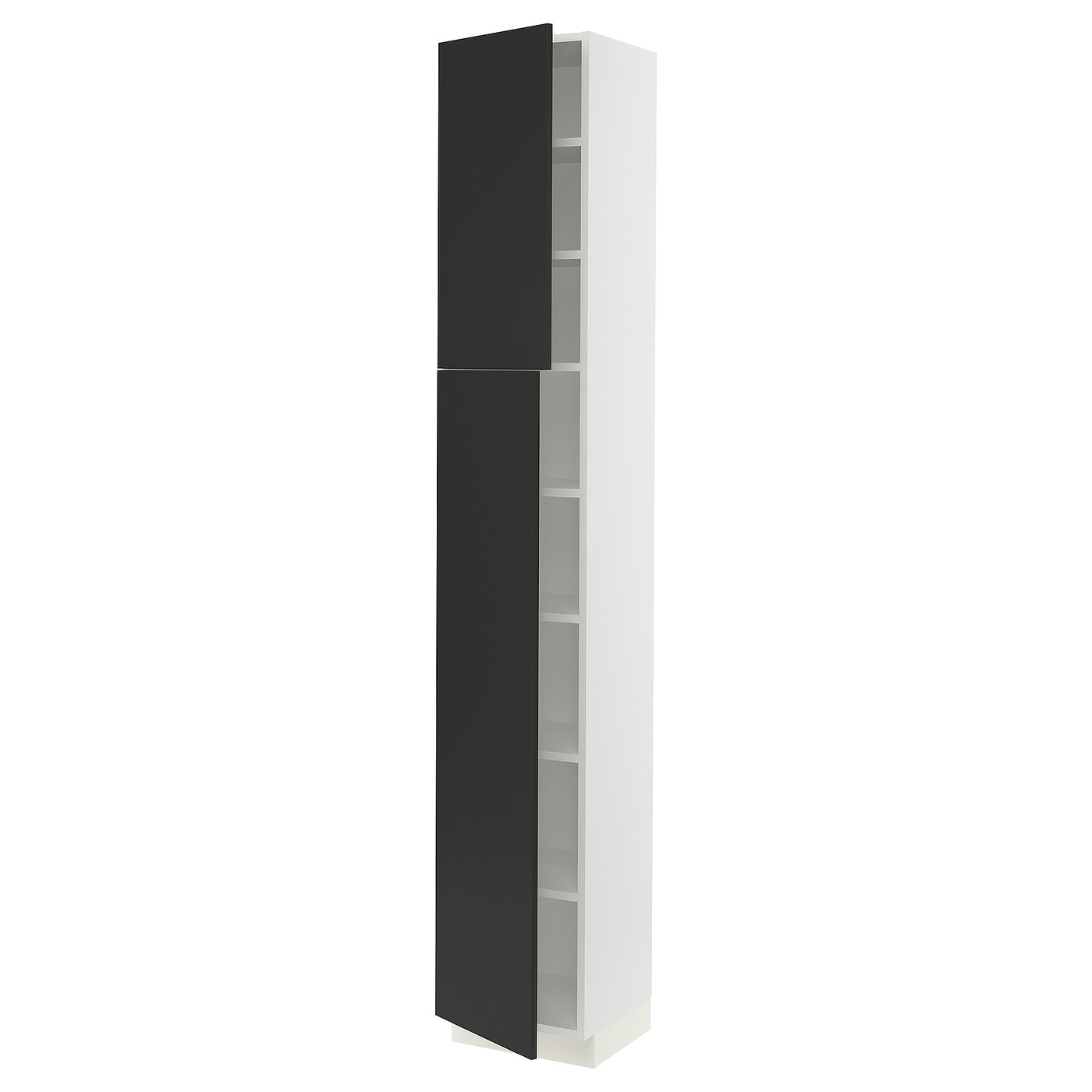 SEKTION high cabinet with shelves/2 doors, white/Nickebo matte