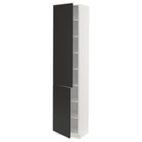 SEKTION High cabinet with shelves/2 doors, white/Nickebo matte anthracite, 18x15x80 "