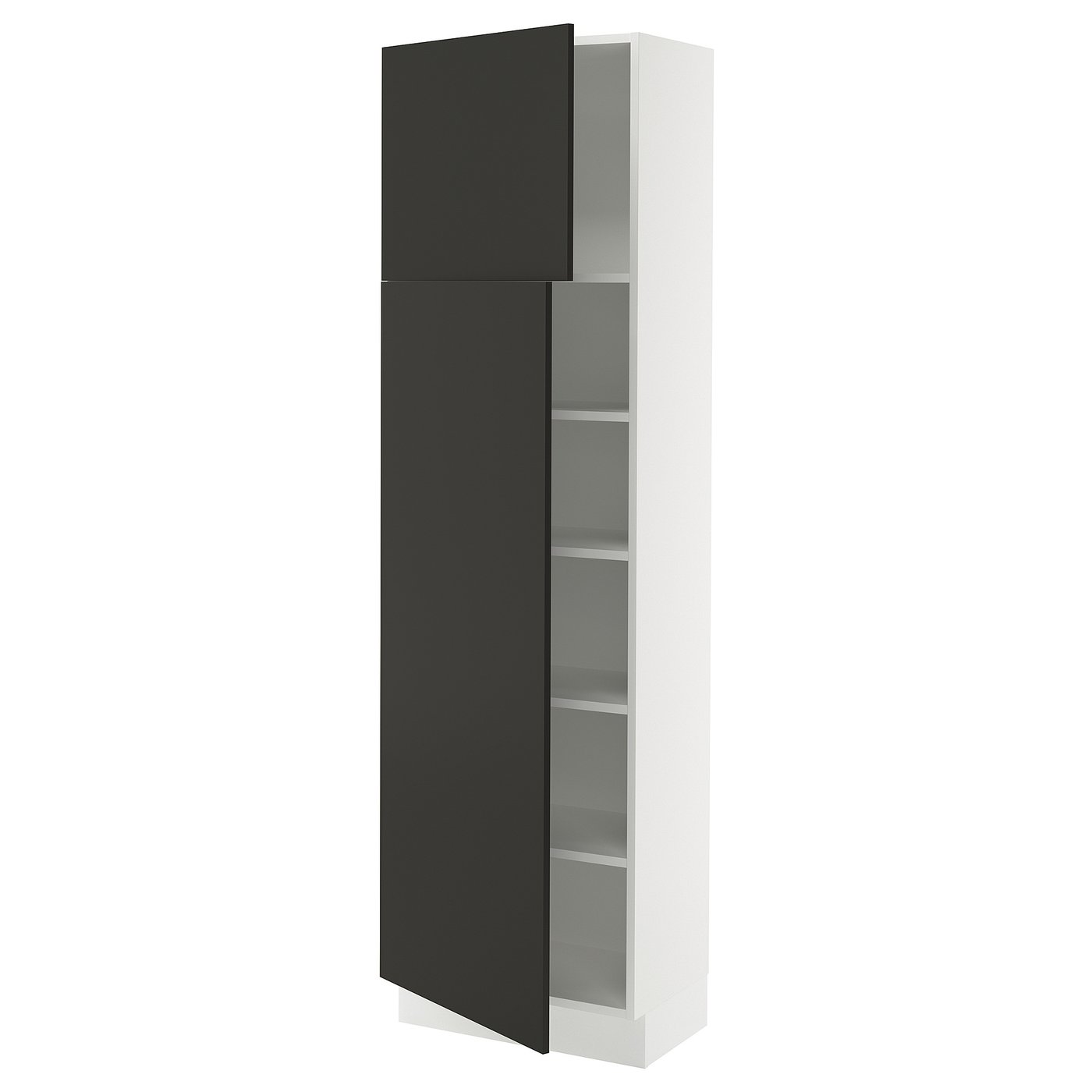 SEKTION high cabinet with shelves/2 doors, white/Nickebo matte