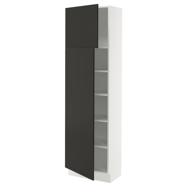 SEKTION High cabinet with shelves/2 doors, white/Nickebo matte anthracite, 24x15x80 "