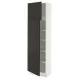 SEKTION High cabinet with shelves/2 doors, white/Nickebo matte anthracite, 24x15x80 "