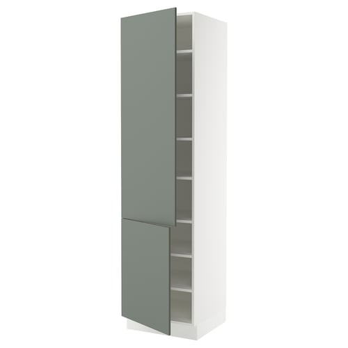 SEKTION kitchen cabinet with grey-green door, adjustable shelves.