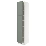 SEKTION High cabinet with shelves/2 doors, white/Nickebo matte grey-green, 18x24x90 "