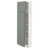 SEKTION High cabinet with shelves/2 doors, white/Nickebo matte grey-green, 24x15x80 "