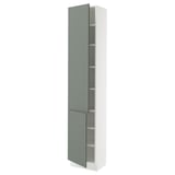 SEKTION High cabinet with shelves/2 doors, white/Nickebo matte grey-green, 18x15x90 "