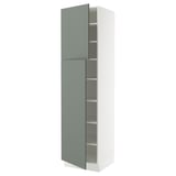 SEKTION High cabinet with shelves/2 doors, white/Nickebo matte grey-green, 24x24x90 "