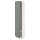 SEKTION High cabinet with shelves/2 doors, white/Nickebo matte grey-green, 18x15x80 "