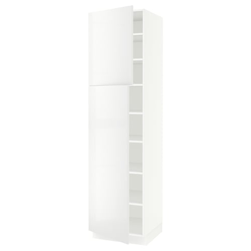 SEKTION white gloss kitchen cabinet with adjustable shelves.