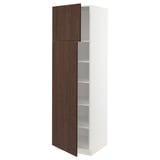 SEKTION High cabinet with shelves/2 doors, white/Sinarp brown, 24x24x80 "