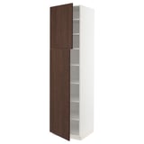 SEKTION High cabinet with shelves/2 doors, white/Sinarp brown, 24x24x90 "