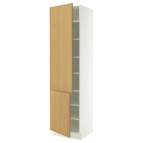 SEKTION High cabinet with shelves/2 doors, white/Sinarp oak veneer, 24x24x90 "