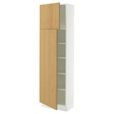 SEKTION High cabinet with shelves/2 doors, white/Sinarp oak veneer, 24x15x80 "