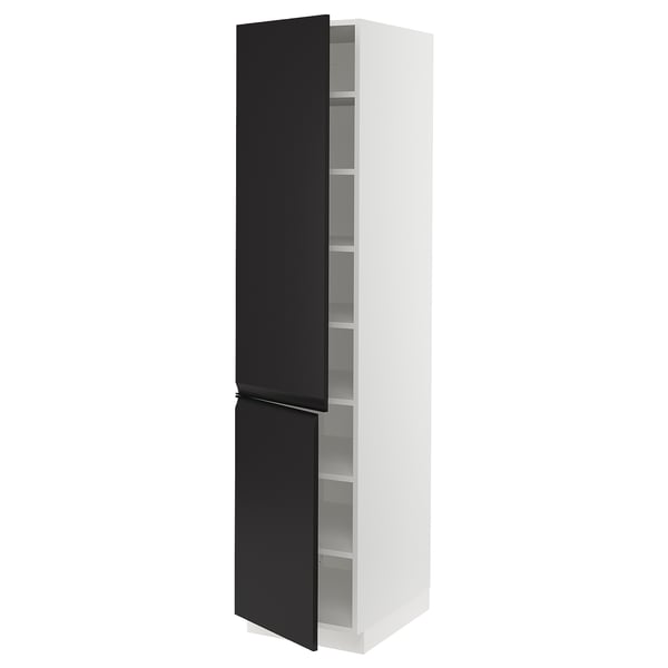 SEKTION High cabinet with shelves/2 doors, white/Upplöv matte anthracite, 18x24x80 "