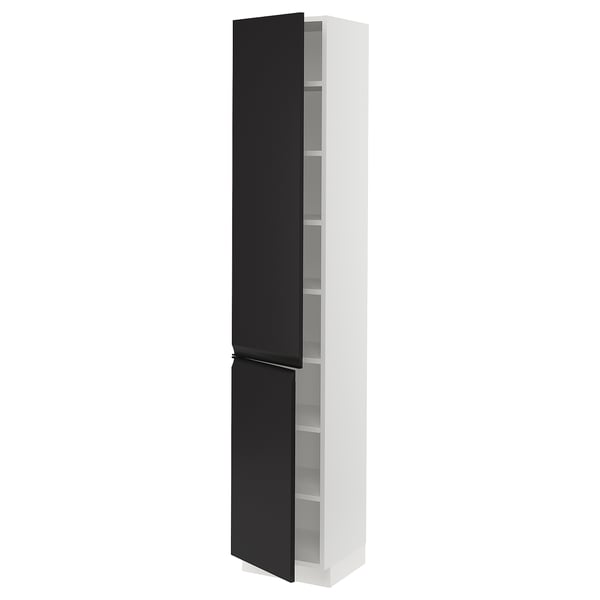 SEKTION High cabinet with shelves/2 doors, white/Upplöv matte anthracite, 15x15x80 "