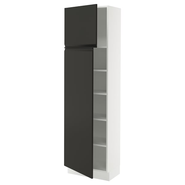 SEKTION High cabinet with shelves/2 doors, white/Upplöv matte anthracite, 24x15x80 "