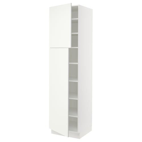 An ikea SEKTION kitchen cabinet in white, featuring sleek design, adjustable shelves and a door with a damper for soft closing.
