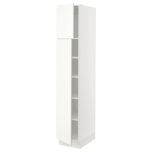 White ikea SEKTION tall cabinet with adjustable shelves.