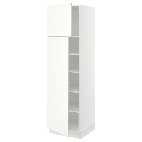White SEKTION kitchen cabinet, tall with adjustable shelves, modern design.
