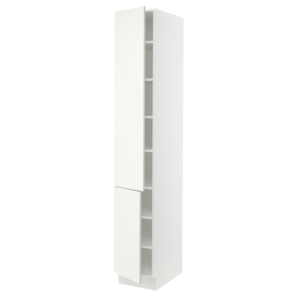 SEKTION High cabinet with shelves/2 doors, white/Vallstena white, 15x24x90 "