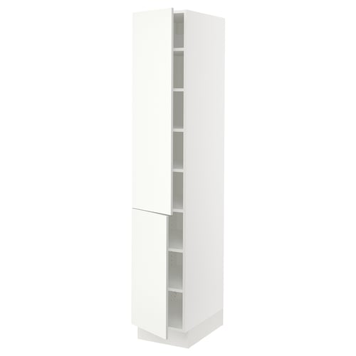 White SEKTION cabinet with multiple shelves, sleek design.
