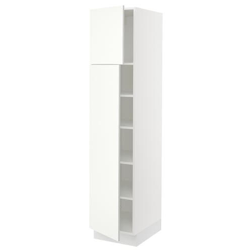 White ikea SEKTION kitchen cabinet with adjustable shelves, matte finish.