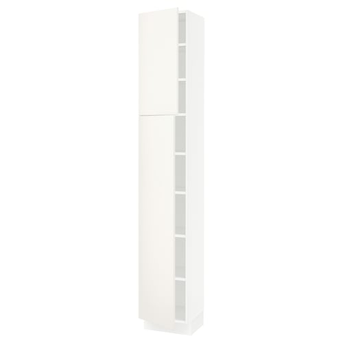 SEKTION kitchen cabinet, white, tall, rectangular, modern design with adjustable shelves.