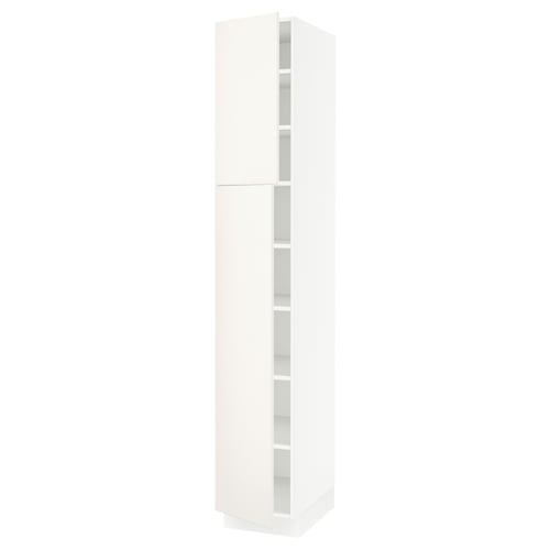 An ikea SEKTION kitchen cabinet in white with adjustable shelves and a soft-closing door, shaped and designed for modern kitchens.