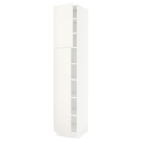 White SEKTION kitchen cabinet, sleek design, adjustable shelves, modern look.
