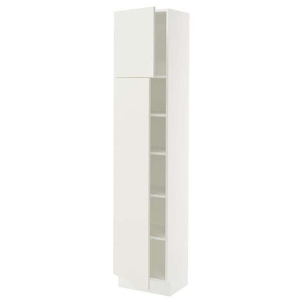 SEKTION High cabinet with shelves/2 doors, white/Veddinge white, 18x15x80 "