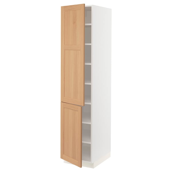 SEKTION High cabinet with shelves/2 doors, white/Vedhamn oak, 18x24x80 "