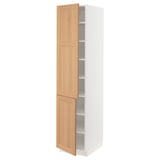 SEKTION High cabinet with shelves/2 doors, white/Vedhamn oak, 18x24x80 "